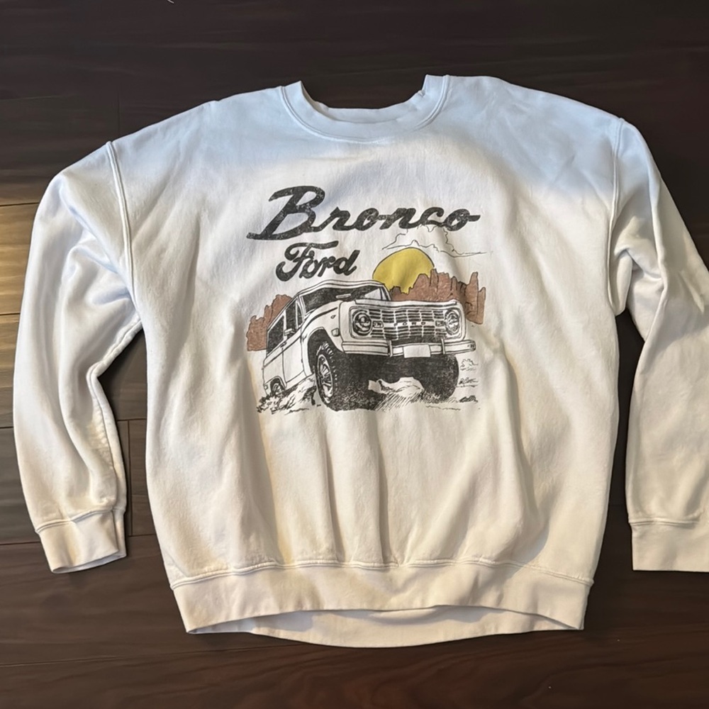 Ford Bronco Graphic White Crewneck Sweatshirt
